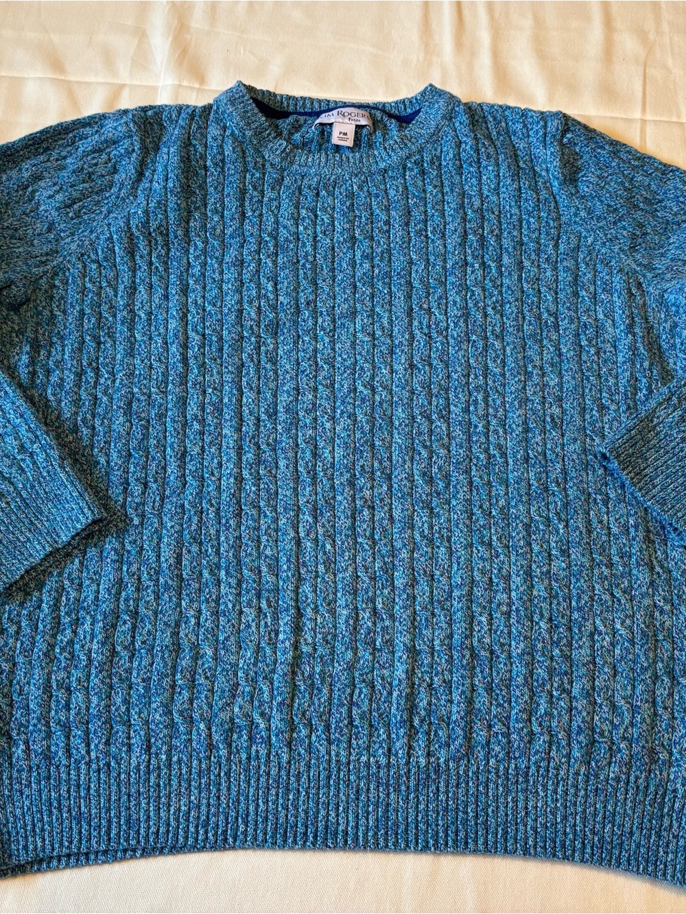 Kim Rogers Teal Cable Knit Crewneck Sweater